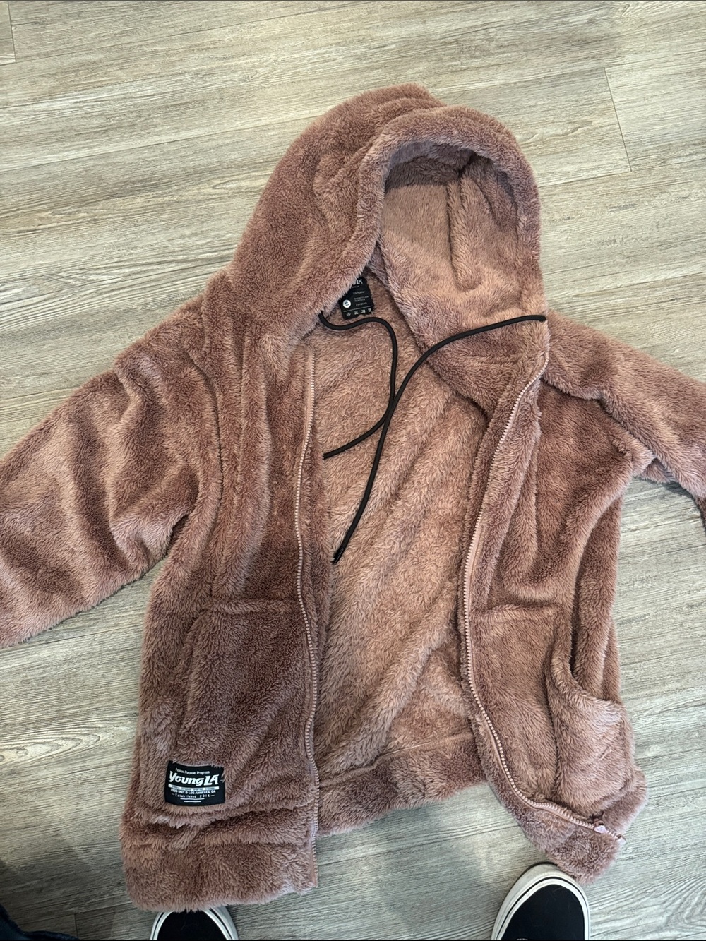 YoungLA Plush Full-Zip Hoodie in light pink